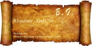 Blocher Iván névjegykártya